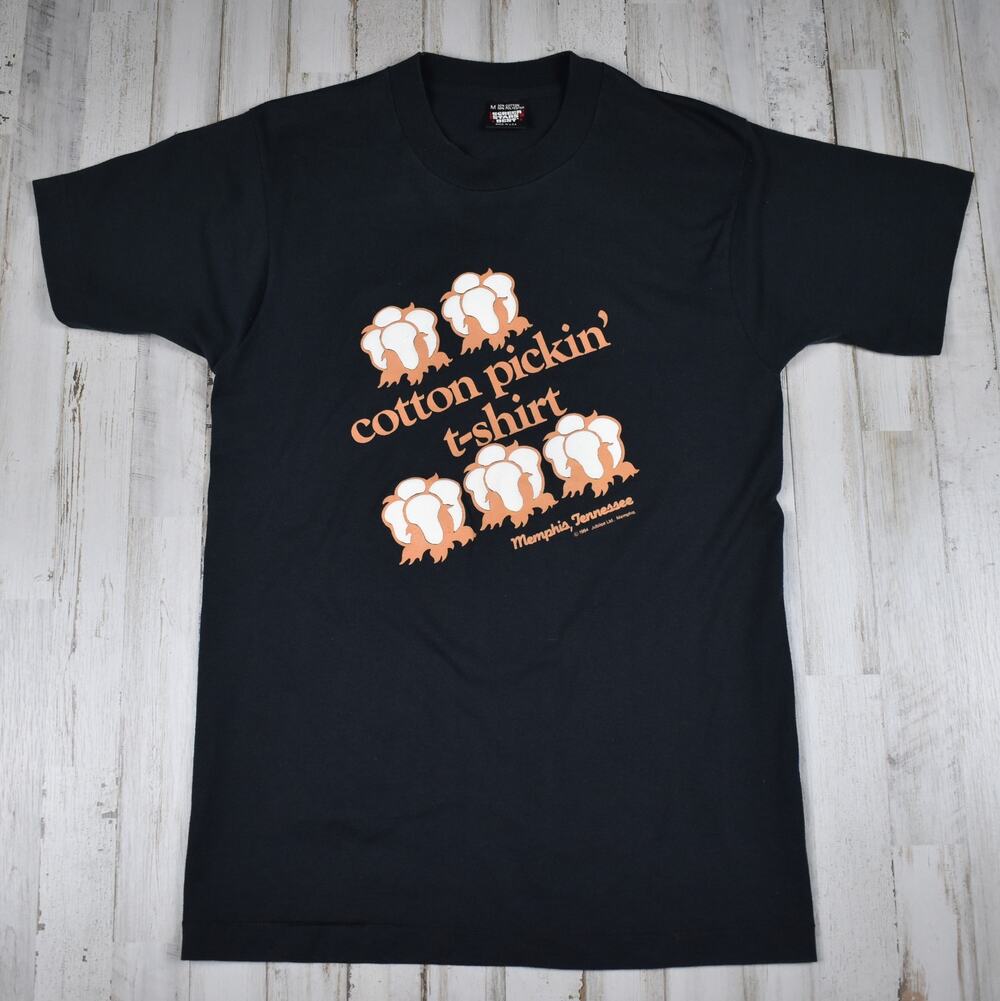 Vintage Memphis Tennessee Cotton Pickin' T-shirt Fits a Small Black 80s Tee USA